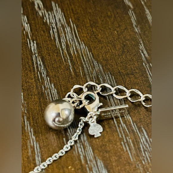 Classic Kate Spade Silver Scatter Square Spades long Necklace - Picture 3 of 5